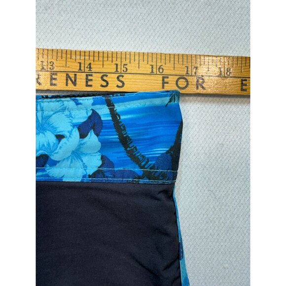 Burnside Mens Swim Boardshorts Size 32 Blue Gray Flora Striped Drawstring Summer - Picture 6 of 10